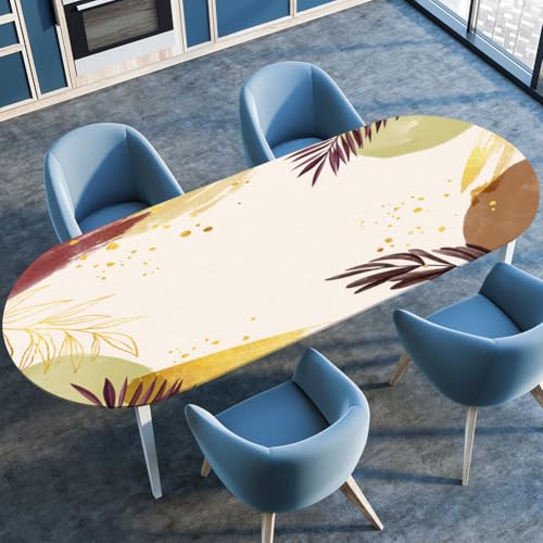Highdi 3D Elastische Tischdecke Oval Abwaschbar, Spanntischdecke Oval Gartentischdecke Outdoor Tischdecke mit Gummizug für Esszimmer, Küche (Blumenmotive 6,91x152cm) von Highdi