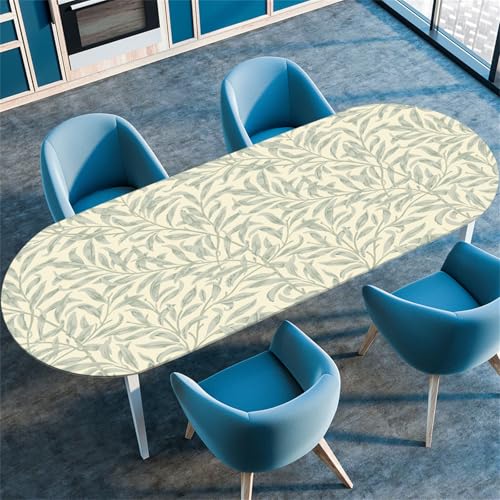 Highdi 3D Elastische Tischdecke Oval Abwaschbar, Spanntischdecke Oval Gartentischdecke Outdoor Tischdecke mit Gummizug für Esszimmer, Küche (Einfache Blume 5,91x152cm) von Highdi