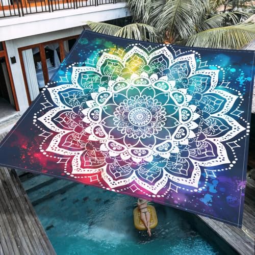 Highdi 3D-Farbmandala Sonnensegel Wasserdicht Rechteckig Sonnenschutz mit UV Schutz, Terrasse Garten Camping Sonnensegel Balkon Sonnenschutz Segeltuch inkl 4 Seil (Lila,2x2.4m) von Highdi