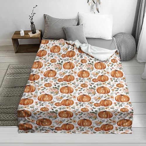 Highdi 3D Flanell Kuscheldecke Flauschig Warm, Herbst Winter Warme Wohndecke Kinder Decke Flauschige Couchdecke Überwurf Fleecedecke (150X200CM,Kürbis) von Highdi