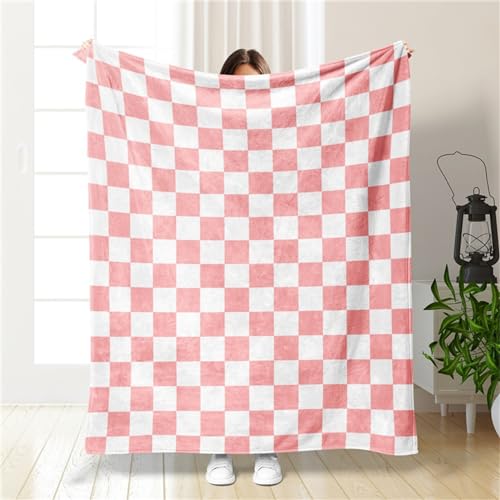 Highdi 3D Kuscheldecke Flauschig Warm, Herbst Winter Warme Wohndecke Kinder Decke Flauschige Couchdecke Überwurf Fleecedecke als Sofaüberwurf Blanket (150X200cm,Rosa kariert) von Highdi