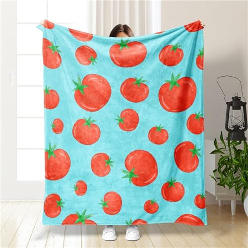 Highdi 3D Kuscheldecke Flauschig Warm, Herbst Winter Warme Wohndecke Kinder Decke Flauschige Couchdecke Überwurf Fleecedecke als Tagesdecke Sofadecke Bett (150X200cm,Rote Tomate) von Highdi
