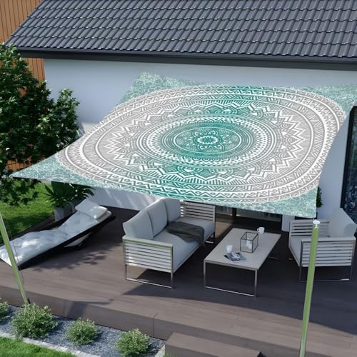 Highdi 3D-Mandala Sonnensegel Wasserdicht Polyester UV Schutz, Sonnenschutz Terrasse Garten Camping Sonnensegel Rechteckig Balkon Sonnenschutz Segeltuch mit Metallring (Farbverlauf,2x2.4m) von Highdi