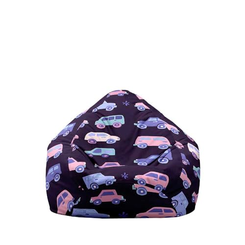Highdi 3D Sitzsack Kinder Automuster mit Ohne Füllung - Sitzsack Spielzeug Aufbewahrung,Sitzsack Stuhl Abdeckung Plüschtier Aufbewahrung Bequeme Bodenliege (Dunkelviolett,XL:100x120cm) von Highdi