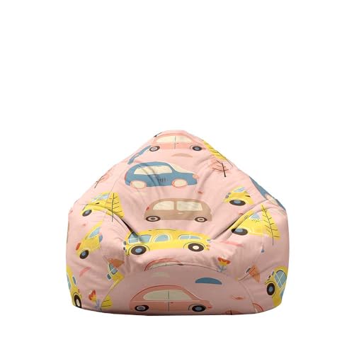 Highdi 3D Sitzsack Kinder Automuster mit Ohne Füllung - Sitzsack Spielzeug Aufbewahrung,Sitzsack Stuhl Abdeckung Plüschtier Aufbewahrung Bequeme Bodenliege (Rosa,S:70x80cm) von Highdi