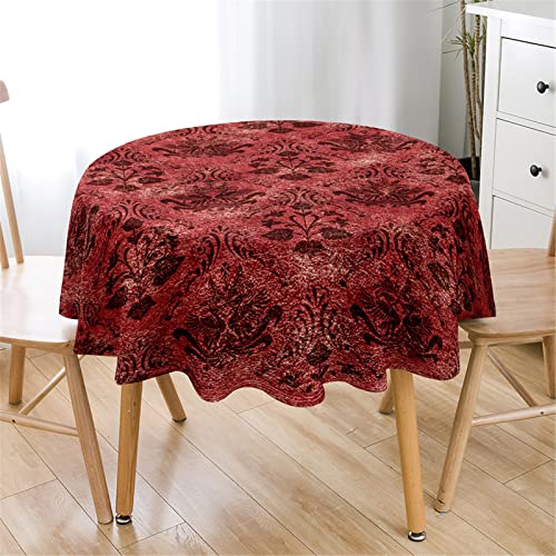 Highdi 3D Vintage Exotisch Rund Tischdecke Abwaschbar Tischdecken Wasserdicht Antifouling Pflegeleicht Lotuseffekt Tischtuch für Home Küche Dekoration Garten (Graffiti rot,Durchmesser 110cm) von Highdi