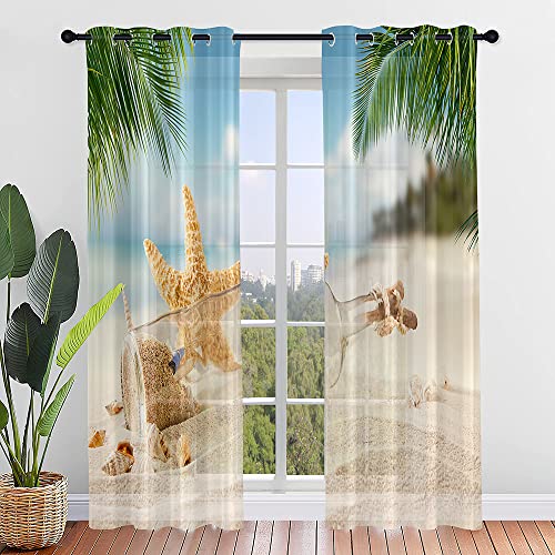 Highdi 3D Voile Vorhänge mit Ösen 2er Set, Transparente Gardinen für Wohnzimmer Ösenschal Halbtransparent Ösenvorhang für Moderne Schlafzimmer (W107 x H160 cm,Treibende Flasche) von Highdi