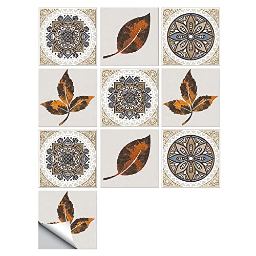 Highdi 3D Wandpaneele Selbstklebend, DIY Ziegel Tapete Wasserdicht Wandaufkleber für Küche Schlafzimmer Badezimmer Wohnzimmer Wanddeko (30x30cm(10pc),Ahornblatt) von Highdi