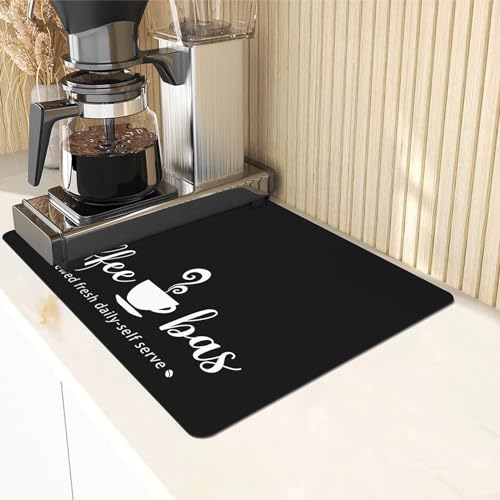 Highdi Abtropfmatte Geschirr Mikrofaser, Kaffeematte Schnelltrocknend Saugfähig Kaffeemaschine Unterlage Rutschfest Drying Mat Küche für Küche Café Spüle Bad (50 * 60cm,Kaffee 2) von Highdi