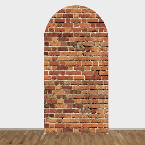 Highdi Arch Backdrop Cover, Stretchy Spandex Arch Stand Backdrops Cover for Birthday Banquet Wedding Reception Holiday Party Background Decoration (220 * 120cm,Rote Backsteinmauer) von Highdi