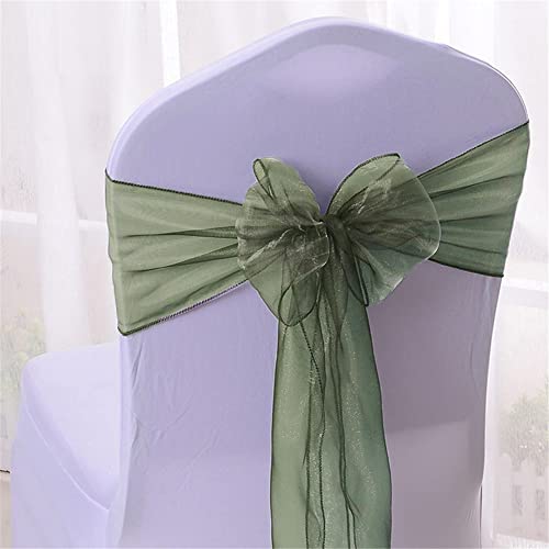 Highdi Bänder aus Organza Schleife Stuhlhusse, Stuhl Schärpe Band Schleifen Stuhlhussen für Hochzeit, Ceremonie, Party, Veranstaltung, Geburtstag Dekoration (10pc,dunkelgrün) von Highdi