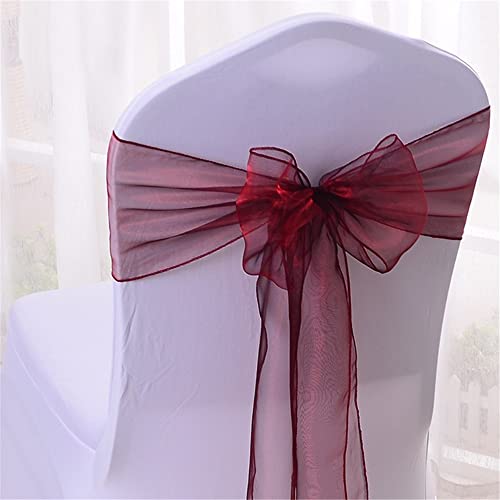 Highdi Bänder aus Organza Schleife Stuhlhusse, Stuhl Schärpe Band Schleifen Stuhlhussen für Hochzeit, Ceremonie, Party, Veranstaltung, Geburtstag Dekoration (50pc,Rotwein) von Highdi