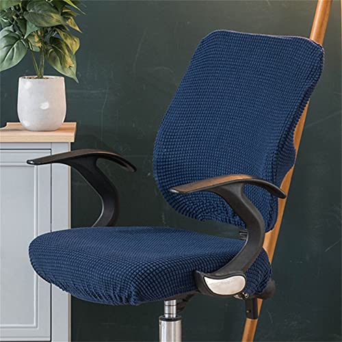 Highdi Bezug Für Bürostuhl 2 Teilig Sitzfläche Spandex Bürostuhl Bezug Bürostuhlabdeckung Waschbare Universal Stuhlhussen für Computer Stuhl Armlehnen Stuhl Gaming-Stuhl (Dunkelblau) von Highdi