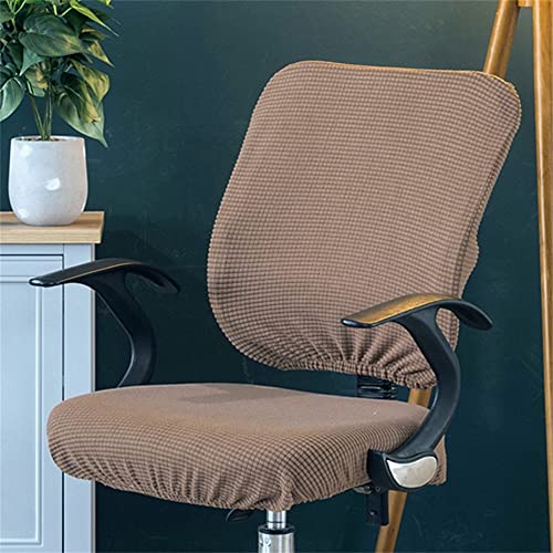 Highdi Bezug Für Bürostuhl 2 Teilig Sitzfläche Spandex Bürostuhl Bezug Bürostuhlabdeckung Waschbare Universal Stuhlhussen für Computer Stuhl Armlehnen Stuhl Gaming-Stuhl (Hellbraun) von Highdi