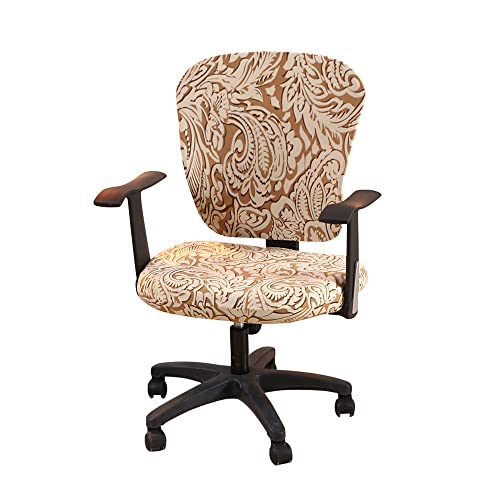 Highdi Bezug Für Bürostuhl 2 Teilig Sitzfläche Spandex Bürostuhl Bezug Bürostuhlabdeckung mit Reißverschluss Waschbare Universal Stuhlhussen für Computer Stuhl Armlehnen Stuhl (Paisley) von Highdi