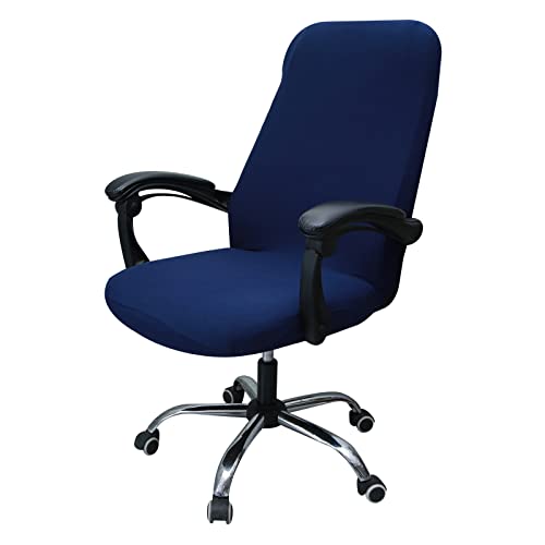 Highdi Bezug Für Bürostuhl Sitzfläche Feste Farbe Bürostuhl Bezug Bürostuhlabdeckung mit Reißverschluss Universal Stuhlhussen für Drehstuhl Computer Stuhl Armlehnen Stuhl (M,Navy blau) von Highdi