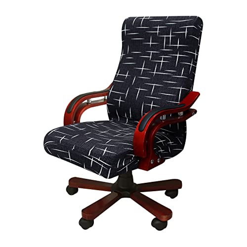 Highdi Bezug Für Bürostuhl Sitzfläche Spandex Bürostuhl Bezug Bürostuhlabdeckung mit Reißverschluss Universal Stuhlhussen für Drehstuhl Computer Stuhl Armlehnen Stuhl (Schwarz,L) von Highdi