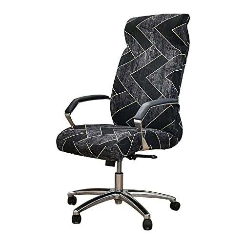 Highdi Bezug Für Bürostuhl Sitzfläche Spandex Bürostuhl Bezug Bürostuhlabdeckung mit Reißverschluss Waschbare Universal Stuhlhussen für Computer Stuhl Armlehnen Stuhl (schwarzes Gold,L) von Highdi