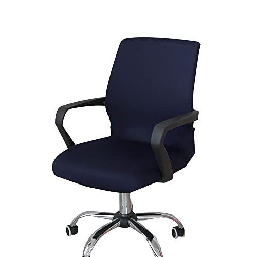 Highdi Bezug Für Bürostuhl Sitzfläche Spandex Bürostuhl Bezug Einfarbig Bürostuhlabdeckung mit Reißverschluss Universal Waschbare Stuhlhussen für Computer Stuhl Armlehnen Stuhl (Navy blau,S) von Highdi