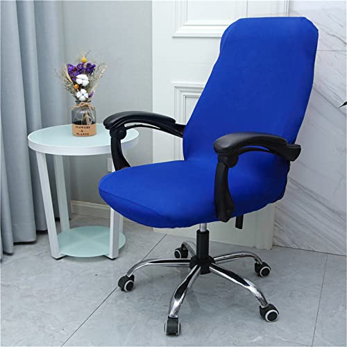 Highdi Bezug Für Bürostuhl Sitzfläche Spandex Bürostuhl Bezug Einfarbig Bürostuhlabdeckung mit Reißverschluss Waschbare Universal Stuhlhussen für Computer Stuhl Armlehnen Stuhl (Blau,M) von Highdi