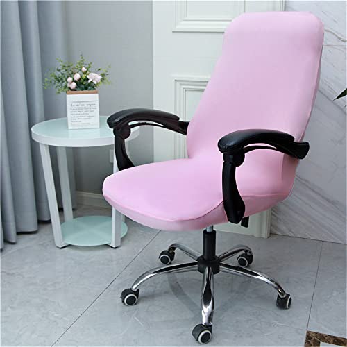 Highdi Bezug Für Bürostuhl Sitzfläche Spandex Bürostuhl Bezug Einfarbig Bürostuhlabdeckung mit Reißverschluss Waschbare Universal Stuhlhussen für Computer Stuhl Armlehnen Stuhl (Rosa,L) von Highdi