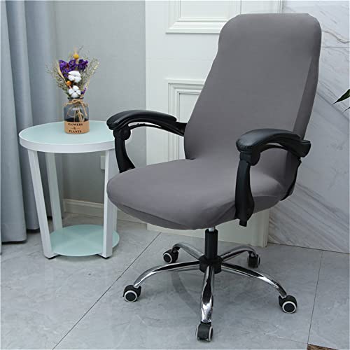 Highdi Bezug Für Bürostuhl Sitzfläche Spandex Bürostuhl Bezug Einfarbig Bürostuhlabdeckung mit Reißverschluss Waschbare Universal Stuhlhussen für Computer Stuhl Armlehnen Stuhl (grau,M) von Highdi