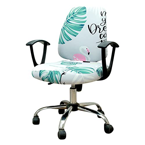 Highdi Bezug für Bürostuhl 2 Teilig Sitzfläche Spandex Bürostuhl Bezug Bürostuhlabdeckung mit Armlehnen, Waschbare Universal Stuhlhussen für Computer Stuhl Armlehnen Stuhl Drehstuhl (Flamingo) von Highdi