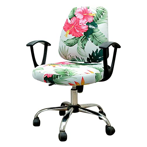 Highdi Bezug für Bürostuhl 2 Teilig Sitzfläche Spandex Bürostuhl Bezug Bürostuhlabdeckung mit Armlehnen, Waschbare Universal Stuhlhussen für Computer Stuhl Armlehnen Stuhl Drehstuhl (Rote Blume) von Highdi