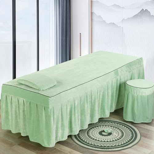 Highdi Bezug für Massageliege Mit Loch, Waschbare Kristall Samt Beauty Bettbezug Elastisches Massagetische Bezug Weiches Atmungsaktiv Massagebett für Spas, Salons (60 * 180,Grün) von Highdi