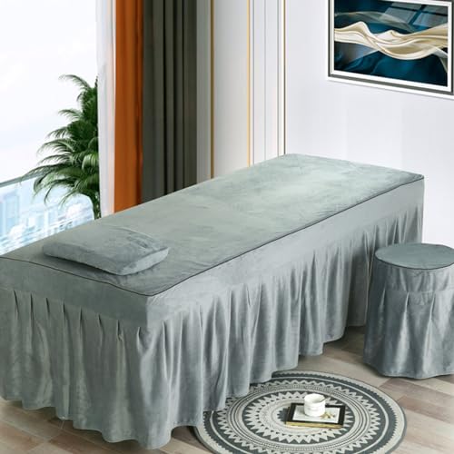 Highdi Bezug für Massageliege Mit Loch, Waschbare Kristall Samt Beauty Bettbezug Elastisches Massagetische Bezug Weiches Atmungsaktiv Massagebett für Spas, Salons (75 * 190,Rauchgrau) von Highdi