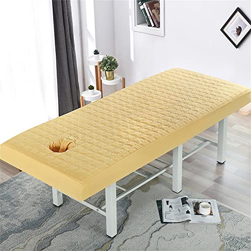 Highdi Bezug für Massageliege mit Loch, Gesteppte Baumwolle Waschbare Beauty Bettbezug Elastisches Massagetische Bezug Weiches Atmungsaktiv Massagebett für Spa (80x190cm,Golden) von Highdi