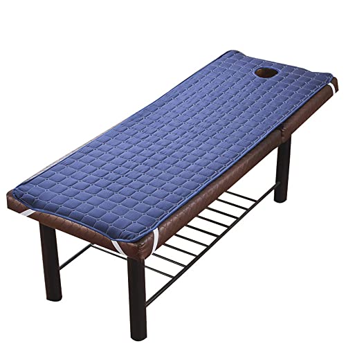 Highdi Bezug für Massageliege mit Loch, Gesteppte Baumwolle Waschbare Beauty Bettbezug Elastisches Massagetische Bezug Weiches Atmungsaktiv Massagebett für Spa (Navy blau,185 * 70cm) von Highdi