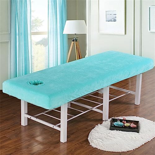 Highdi Bezug für Massageliege mit Loch, Kristallsamt Dick Waschbare Beauty Bettbezug Elastisches Massagetische Bezug Weiches Atmungsaktiv Massagebett für Spa, Schönheits (190X80CM,Himmelblau) von Highdi