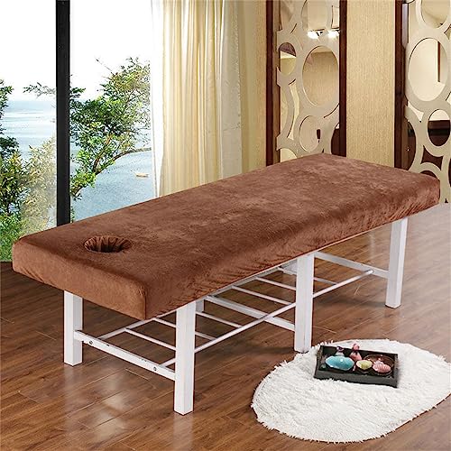 Highdi Bezug für Massageliege mit Loch, Kristallsamt Dick Waschbare Beauty Bettbezug Elastisches Massagetische Bezug Weiches Atmungsaktiv Massagebett für Spa, Schönheits (190X80CM,Kaffeefarbe) von Highdi