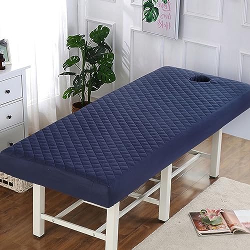 Highdi Bezug für Massageliege mit Loch, Waschbare Beauty Bettbezug Elastisches Massagetische Bezug Weiches Atmungsaktiv Massagebett für SPA, Hotel, Gesichtssalon und Schönheits (70x190cm,Marineblau) von Highdi