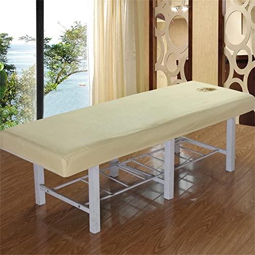 Highdi Bezug für Massageliege mit Loch, Waschbare Beauty Bettbezug Elastisches Massagetische Bezug Weiches Atmungsaktiv Massagebett für Spa, Schönheits- und Gesichtssalon (60cmx185cm,Khaki) von Highdi