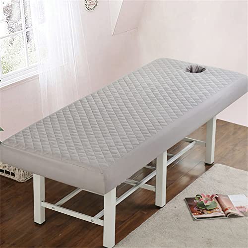 Highdi Bezug für Massageliege mit Loch, Waschbare Beauty Bettbezug Elastisches Massagetische Bezug Weiches Atmungsaktiv Massagebett für Spa, Schönheits- und Gesichtssalon (60x180cm,Grau) von Highdi