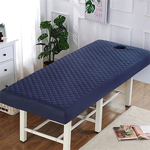 Highdi Bezug für Massageliege mit Loch, Waschbare Beauty Bettbezug Elastisches Massagetische Bezug Weiches Atmungsaktiv Massagebett für Spa, Schönheits- und Gesichtssalon (70x180cm,Marineblau) von Highdi