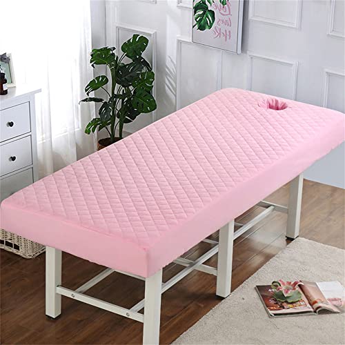 Highdi Bezug für Massageliege mit Loch, Waschbare Beauty Bettbezug Elastisches Massagetische Bezug Weiches Atmungsaktiv Massagebett für Spa, Schönheits- und Gesichtssalon (70x180cm,Rosa) von Highdi