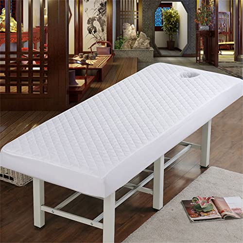 Highdi Bezug für Massageliege mit Loch, Waschbare Beauty Bettbezug Elastisches Massagetische Bezug Weiches Atmungsaktiv Massagebett für Spa, Schönheits- und Gesichtssalon (80x190cm,Weiß) von Highdi