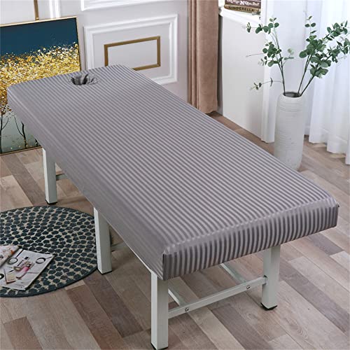 Highdi Bezug für Massageliege mit Loch Waschbare Beauty Bettbezug Elastisches Massagetische Bezug Weiches Atmungsaktiv Massagebett für Spa (190 * 70cm,Grau) von Highdi