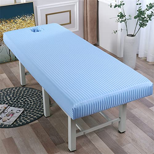 Highdi Bezug für Massageliege mit Loch Waschbare Beauty Bettbezug Elastisches Massagetische Bezug Weiches Atmungsaktiv Massagebett für Spa (190 * 80cm,Blau) von Highdi