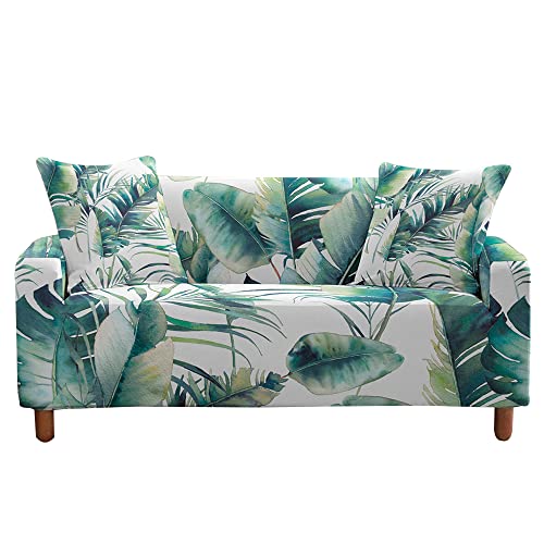 Highdi Blatt Muster Sofabezug Sofaüberwürfe für 1/2/3/4 Sitzer, Armlehnen Sofa Cover Elastisch Stretch Antirutsch Sofa Cover Sofahusse Couchbezug Möbelschutz (Bananenblatt,3 Sitzer) von Highdi