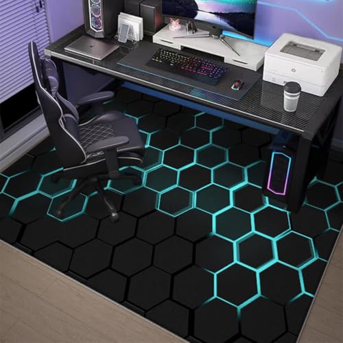 Highdi Bodenschutzmatte Bürostuhl, Coole Bürostuhl Unterlage Kratzfest rutschfest Bodenmatte Stuhlunterlage Bürostuhlunterlage Schreibtischstuhl Unterlage Teppich (Schwarz,80x120cm) von Highdi