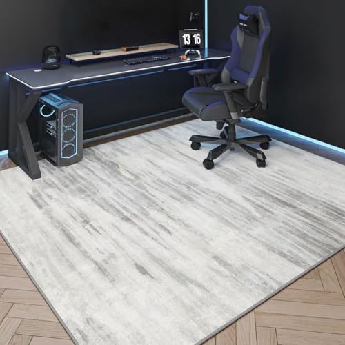 Highdi Bodenschutzmatte Bürostuhl, Grau Bürostuhl Unterlage Kratzfest rutschfest Bodenmatte Stuhlunterlage Bürostuhlunterlage Schreibtischstuhl Unterlage Teppich (Off-White,80x160cm) von Highdi