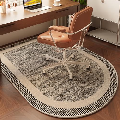 Highdi Bodenschutzmatte Bürostuhl, Halbkreisförmig Bürostuhl Unterlage Kratzfest Bodenmatte, Retro-Stil Stuhlunterlage rutschfest Schreibtischstuhl Unterlage (Khaki Grau,60x120cm) von Highdi