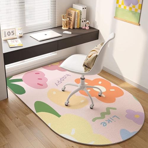 Highdi Bodenschutzmatte Bürostuhl, Halbkreisförmig Bürostuhl Unterlage Kratzfest Bodenmatte, Verdickt Stuhlunterlage rutschfest Schreibtischstuhl Unterlage (Tulpe,100x160cm) von Highdi