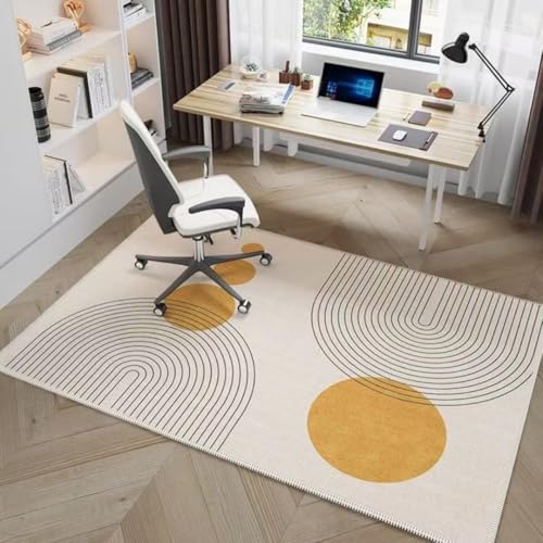 Highdi Bodenschutzmatte Bürostuhl, Modern Bürostuhl Unterlage Kratzfest rutschfest Bodenmatte Stuhlunterlage Bürostuhlunterlage Schreibtischstuhl Unterlage Teppich (Beige,80x120cm) von Highdi