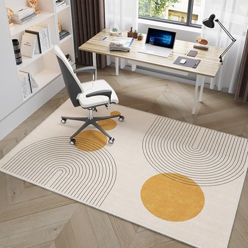Highdi Bodenschutzmatte Bürostuhl, Rechteck Bürostuhl Unterlage Kratzfest Bodenmatte, Verdickt Stuhlunterlage rutschfest Schreibtischstuhl Unterlage (Goldkreis,120x180cm) von Highdi
