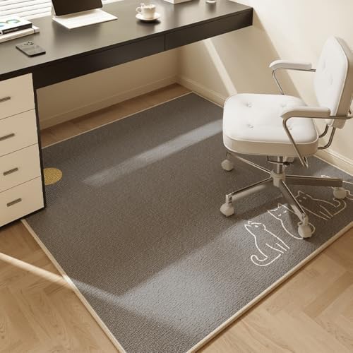 Highdi Bodenschutzmatte Bürostuhl, Retro Bürostuhl Unterlage Kratzfest rutschfest Bodenmatte Stuhlunterlage Bürostuhlunterlage Schreibtischstuhl Unterlage Teppich (Grau,80x80cm) von Highdi